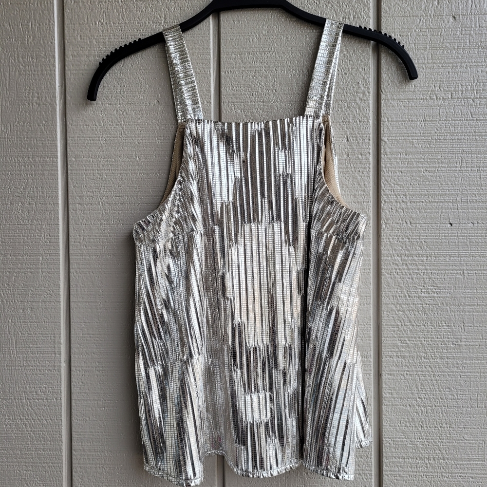 Maeve metalic gold pleated sleeveless top